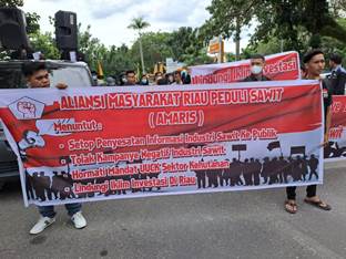 Aliansi Masyarakat Peduli Sawit Riau berdemo (foto/ist)